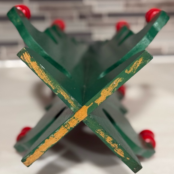 Vintage Swedish Wooden Christmas Tree Candle Holder Candelabra Handmade - Picture 7 of 7